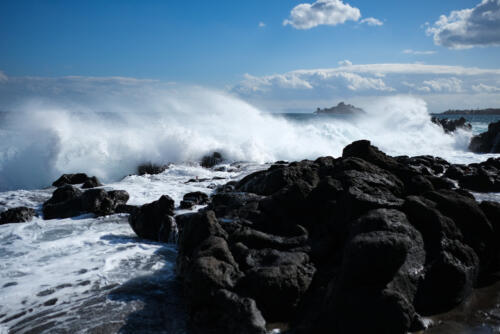 Gischt an der Küste